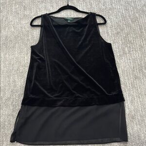 Lauren by Ralph Lauren Black Velvet Sleeveless Top